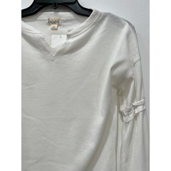 NWT Baea Size S Flare Sleeve T-shirt Thermal Top White MSRP $78 - Picture 5 of 9